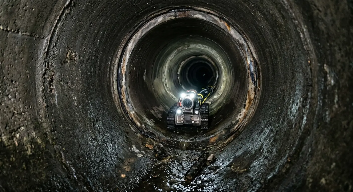 Robotic sewer camera inspecting pipe interior for Drain Snake Service in Los Alamitos